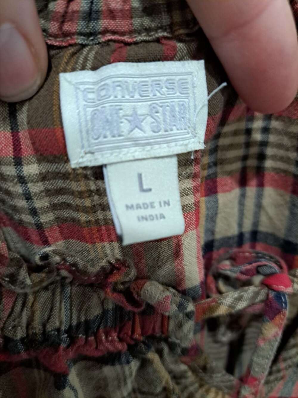 Converse One Star Womens Plaid Ruffle Dress Short Sleeve Size L Dark Academia - Picture 5 of 12